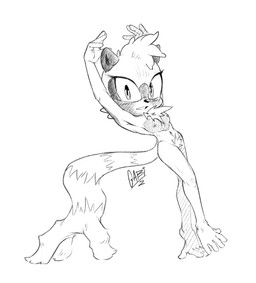 anthro breasts chest_tuft feet female long_tail nude nude_female pubes raised_arm slim small_breasts solo tail tuft gobigobbo idw_publishing sega sonic_the_hedgehog_(comics) sonic_the_hedgehog_(idw) sonic_the_hedgehog_(series) tangle_the_lemur lemur mammal primate strepsirrhine hi_res monochrome