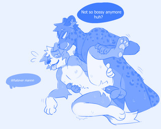 andromorph andromorph/male andromorph_penetrated anthro balls blush blush_lines bodily_fluids claws clitoris dialogue duo floppy_ears genitals holding_partner humanoid_genitalia humanoid_penis intersex intersex/male intersex_penetrated male male_penetrating male_penetrating_andromorph male_penetrating_intersex mastectomy_scar nipples pawpads penetration penis piercing pubes scar sex size_difference smile spots sweat tongue tongue_out vaginal vaginal_penetration vulva justdylanfr border(justdylanfr) border_collie canid canine canis collie domestic_dog felid feline herding_dog jaguar mammal pantherine pastoral_dog sheepdog trans_(lore) trans_man_(lore)