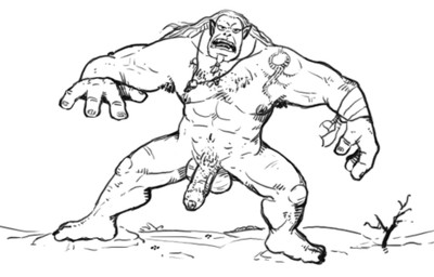 armpit_hair balls bandage beard body_hair facial_hair foreskin genitals goatee hair half-erect humanoid_genitalia humanoid_penis humanoid_pointy_ears jewelry male muscular muscular_humanoid muscular_male necklace nipples not_furry nude penis pointy_ears solo tattoo tusks unknown_artist humanoid orc low_res monochrome