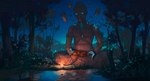 anthro buddhism forest male night plant solo tree sipuha buddha human humanoid mammal absurd_res hi_res