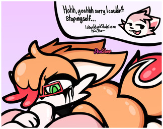 ambiguous_gender anthro balls bodily_fluids crying dialogue duo eyewear fellatio forced genitals glasses green_eyes gynomorph hair highlights_(coloring) humanoid_genitalia humanoid_penis intersex makeup open_mouth oral penile penis rape running_makeup sex tears text primsilver chikn_nuggit milkshek_(chikn_nuggit) pommgranted_(chikn_nuggit) canid canine fox mammal english_text hi_res shaded signature nonbinary_(lore)