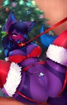 anthro anus baubles biped blue_eyes blue_hair blue_nipples blush bodily_fluids bra breasts christmas_tree clothed clothing collar ear_piercing egg_vibrator female fur genital_fluids genitals hair holidays holly_(plant) inside leash lingerie multicolored_hair navel nipples piercing plant presenting purple_body purple_fur purple_hair pussy sex_toy solo spread_legs spreading tongue tongue_out tree two_tone_hair underwear vaginal_fluids vibrator conditional_dnp crunchobar christmas ellie_blue canid canine mammal digital_media_(artwork)