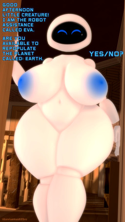 areola big_areola big_breasts blue_eyes breasts curvy_figure detailed_background dialogue doorway female huge_areola huge_breasts huge_hips huge_thighs inside looking_at_viewer machine navel nipples not_furry nude nude_female nude_humanoid screen screen_face segmented_arms segmented_legs solo talking_to_viewer text thick_thighs voluptuous voluptuous_female voluptuous_humanoid white_body wide_hipped_female wide_hipped_humanoid wide_hips leviantan581re disney pixar wall-e eve_(wall-e) extraterrestrial_vegetation_evaluator humanoid robot robot_humanoid 2024 3d_(artwork) 4k 9:16 absurd_res artist_name digital_media_(artwork) english_text hi_res source_filmmaker_(artwork) watermark