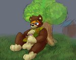 brown_body brown_fur fur genitals male masturbation penis plant solo tree lockedsdcard animal_crossing nintendo ike_(animal_crossing) bear brown_bear mammal ursine hi_res sketch