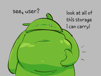 ambiguous_gender antennae_(anatomy) black_text green_body grey_background holding_belly machine mascot overweight overweight_humanoid simple_background squishing_belly text white_eyes puddleofpudo google bugdroid android humanoid robot robot_humanoid english_text