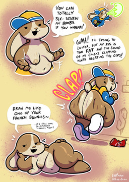 anthro areola ass_clapping big_butt breasts butt clothed clothing dialogue female footwear hat headgear headwear long_ears navel nipples nude shoes slightly_chubby solo speech_bubble tail topless theenfman how_to_be_cool monster_energy peeb_(piemations) lagomorph leporid mammal rabbit hi_res