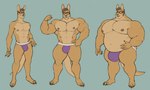 abs anthro belly big_belly bulge claws clothed clothing eyewear genital_outline glasses growth jockstrap jockstrap_only leaning male muscle_growth musclegut muscular muscular_male nipples overweight overweight_male pecs smile solo thick_thighs topless underwear underwear_only weight_gain yasano dangaroo kangaroo macropod mammal marsupial hi_res