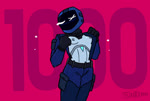 alien animated anthro areola armor belt blush bouncing bouncing_breasts breasts clothed clothing eyes_closed female flashing flashing_breasts gloves grey_body grey_skin handwear headgear helmet hi_res humanoid jumping jumpsuit machine metallic_body nipples not_furry open_clothing open_shirt open_topwear oxtra oxtra_(oxtra) pockets red_background robot robot_humanoid screen screen_face shirt shooting_star simple_background small_breasts solo star topwear webm white_eyes