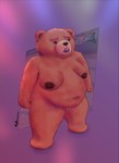 anthro belly big_belly biped brown_body crossgender dark_nipples female lipstick makeup mtf_crossgender nude overweight overweight_female plushie slight_smile teddy_bear snifflah ted_(movie) ted_(ted) bear humanoid mammal absurd_res hi_res signature