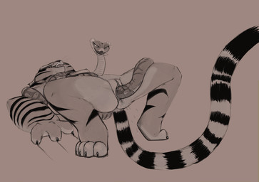 anthro anthro_on_feral anthro_penetrated arched_back areola bestiality bodily_fluids bound breasts claw_marks claws clitoris coiling dominant dominant_female duo ejaculation erect_nipples eyelashes female female/female female_on_anthro female_on_feral female_penetrated female_penetrating female_penetrating_anthro female_penetrating_female feral feral_penetrating feral_penetrating_anthro feral_penetrating_female forked_tongue fur genital_fluids genitals interspecies looking_pleasured nipples nude open_mouth open_smile orgasm orgasm_arch penetration presenting presenting_vulva sex simple_background small_breasts smile spread_legs spreading striped_body striped_fur stripes submissive submissive_female tail tail_fetish tail_in_vagina tail_insertion tail_play tail_sex toe_claws tongue tongue_out vaginal vaginal_fluids vaginal_penetration vaginal_squirting vulva sabrotiger dreamworks kung_fu_panda master_tigress master_viper felid mammal pantherine reptile scalie snake tiger viper 2017 absurd_res digital_media_(artwork) greyscale hi_res monochrome