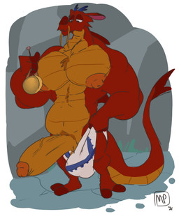 2_horns 2_toes 4_fingers anthro anthrofied areola barazoku barbel_(anatomy) big_bulge big_muscles big_nipples big_pecs big_penis biped blue_horn body_hair bulge chest_hair closed_smile clothed clothed_anthro clothed_male clothing countershade_neck countershade_scales countershade_tail countershade_torso countershading erection feet fingerless_(marking) fingers fist flesh_whiskers genitals glans gong holding_musical_instrument holding_object horn huge_bulge huge_muscles huge_penis humanoid_genitalia humanoid_hands humanoid_penis looking_down male male_anthro manly mouth_closed multicolored_body multicolored_scales musclegut muscular muscular_anthro muscular_male musical_instrument narrowed_eyes navel nipples non-mammal_navel non-mammal_nipples pecs penis percussion_instrument pink_areola pink_glans pink_inner_ear pink_nipples plantigrade red_body red_scales scales shaft_divide smile solo standing tail three-quarter_view toeless_(marking) toes topless topless_anthro topless_male two_tone_body two_tone_scales underwear underwear_only vein veiny_penis white_clothing white_underwear yellow_body yellow_countershading yellow_penis yellow_scales maxpany disney mulan_(1998) mythology mushu_(disney) dragon eastern_dragon mythological_creature mythological_scalie scalie wingless_dragon 2021 absurd_res colored_sketch digital_drawing_(artwork) digital_media_(artwork) flat_colors full-length_portrait hi_res portrait signature sketch