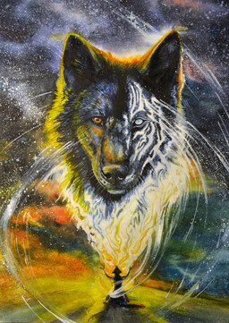 anthro black_body black_fur brown_eyes feral feral_focus fur wolfroad canid canine canis mammal wolf 2015 hi_res traditional_media_(artwork)