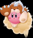 ambiguous_gender angry animal_costume blush brown_body brown_fur claws clothing costume dust dust_cloud feet fur fursuit open_mouth pawpads paws pink_body smoke soles solo unknown_artist kirby_(series) kirby_squeak_squad nintendo animal_kirby kirby canid canine mammal waddling_head alpha_channel low_res official_art