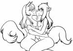 bangs blunt_bangs duo eyewear female female/female glasses kissing secretfinalboss nyaruhodoart carrot_kingdom maomaogames animal_humanoid canid canid_humanoid canine canine_humanoid dog_humanoid felid humanoid mammal mammal_humanoid jinny_(disambiguation) absurd_res hi_res monochrome