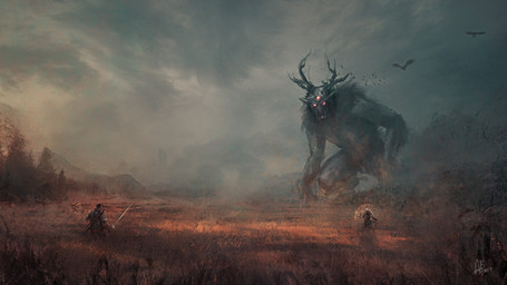 3_eyes ambiguous_feral ambiguous_gender anthro armor arms_bent black_horn clothed clothed_human clothed_male clothing cloud cloudy_sky detailed_background evergreen_tree feral field flying fog fur glowing glowing_eyes grass grey_body grey_fur group holding_melee_weapon holding_object holding_sword holding_weapon horn lambert_(the_witcher) larger_anthro larger_male magic magic_user male male_human melee_weapon mountain multi_eye outside pauldron pine_tree plant red_eyes size_difference sky smaller_ambiguous smaller_feral smaller_human smaller_male standing sword tree weapon alessandra_de_bernardis the_witcher eskel_(the_witcher) geralt_of_rivia avian bird bovid caprine caprine_demon demon goat_demon human mammal 16:9 2017 adobe_photoshop_(artwork) colored detailed digital_media_(artwork) digital_painting_(artwork) english_description hi_res painting_(artwork) signature widescreen