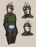 anthro anxiety belt bottomwear breasts clothed clothing denim denim_bottomwear denim_clothing denim_shorts female fur looking_at_viewer shorts simple_background smile solo thewolffinsnow canid canine mammal maned_wolf digital_media_(artwork) hi_res