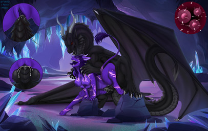 4_breasts animal_genitalia animal_penis anthro anthro_on_feral anthro_penetrated areola balls bestiality bodily_fluids breasts cave claws clitoral_hood clitoris clothed clothing cum cum_from_vagina cum_in_vagina cum_inside duo erection feet female female_penetrated feral feral_penetrating feral_penetrating_anthro from_behind_position genital_fluids genitals hair horn impregnation inside knot knotted_penis larger_anthro larger_feral looking_pleasured male male/female male_penetrating male_penetrating_female multi_breast narrowed_eyes nipples nude open_mouth orgasm orgasm_face ovum paws penetration penile penile_penetration penis penis_in_vagina sex size_difference smaller_anthro smaller_female smaller_penetrated smile sperm_cell spread_legs spreading tail toe_claws toes tongue tongue_out vaginal vaginal_penetration vulva mazik~ ryinn tvard mythology astrana_(spaceengy) mirnehviir dragon mythological_creature mythological_scalie scalie digital_media_(artwork) hi_res