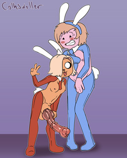 1_missing_limb amputee animal_genitalia animal_penis anthro balls big_balls big_penis black_eyes blonde_hair breasts clenched_teeth clothing costume crotch_tuft disability duo embarrassed equine_genitalia equine_penis erection fake_ears fake_rabbit_ears fake_tail genitals gesture gynomorph hair hand_gesture huge_penis hybrid_genitalia hybrid_penis intersex knot knotted_equine_penis knotted_penis larger_male long_penis male medial_ring missing_arm nipples penis reverse_bunny_costume size_difference small_breasts small_but_hung smaller_gynomorph smaller_intersex suit teeth thick_penis tongue tongue_out tuft v_sign yellow_body cothswoller adventure_time cartoon_network bronwyn_(adventure_time) finn_the_human bear canid canine canis domestic_dog human hybrid mammal rainicorn 4:5 hi_res niece_(lore) pseudo_incest_(lore) uncle_(lore) uncle_and_niece_(lore)