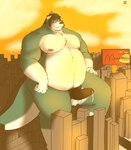 anthro balls belly big_belly city detailed_background duo erection genitals humanoid_genitalia humanoid_hands humanoid_penis kemono macro male moobs nipples outside overweight overweight_male penis cheezypb vvolfaith bear canid canine canis chimera mammal wolf 2012