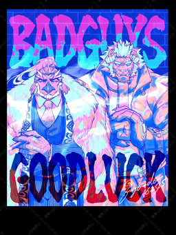accessory anthro belt chipped_horn cigar clock clothing duo front_view fur_coat gloves graffiti handwear jacket male muscular necktie pattern_clothing pattern_topwear scar scarf striped_clothing striped_topwear stripes topwear watch wristwatch fuyoudo624 lifewonders tokyo_afterschool_summoners krampus_(tas) simurgh_(tas) hi_res restricted_palette