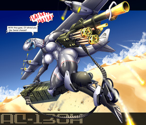 aircraft airplane anthro back_wings breasts butt cloud cockpit desert desert_background featureless_breasts female fin gatling_gun grey_body gun holding_gun holding_object holding_ranged_weapon holding_weapon machine machine_gun metallic_body minigun not_furry nude nude_anthro nude_female open_mouth outside propeller ranged_weapon sky skyscape solo tail tail_fin teeth text thick_thighs vehicle weapon wheel wheel_feet wings gun-modoki ac-130 aeromorph living_aircraft living_machine living_vehicle absurd_res digital_media_(artwork) english_text hi_res