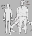 absurd_res animal_humanoid canid canid_humanoid canine canine_humanoid chart digital_drawing_(artwork) digital_media_(artwork) female fox_humanoid foxtrot_(glacierclear) fudge_brownie_(glacierclear) glacierclear greyscale height_chart hi_res humanoid mammal mammal_humanoid monochrome