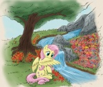 blue_eyes creek cutie_mark feather_preening feathered_wings feathers female feral flower fur grass hair outside personal_grooming pink_hair plant quadruped sitting solo tail tree water wings yellow_body yellow_feathers yellow_fur otakuap friendship_is_magic hasbro my_little_pony mythology fluttershy_(mlp) equid equine mammal mythological_creature mythological_equine pegasus 2013 hi_res