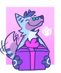 ambiguous_gender anthro box container gift gift_box holidays silly solo luckfoxo33 christmas tolng canid canine fox mammal blue pink hi_res meme