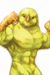 abs anthro beak biceps feathers fist flexing looking_at_viewer male muscular muscular_anthro muscular_male nude pecs pose raised_arm raised_fist raised_hand simple_background solo white_background yellow_body yellow_feathers gweek avian bird canary finch oscine passerine digital_media_(artwork) digital_painting_(artwork) half-length_portrait painting_(artwork) portrait