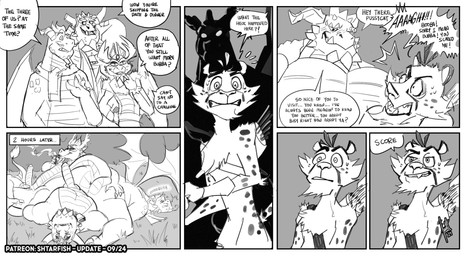 after_sex after_sex_smoking anthro anus ass_up balls bell bell_collar blush broken_horn chin_spikes cigarette collar crown dialogue erection facial_spikes genitals group headgear horn humanoid_genitalia humanoid_penis jaw_spikes leaning_on_another looming lying male male/male markings muscular muscular_anthro muscular_male offscreen_sex on_back on_front on_ground penis propositioning quiver_(object) requesting scales scarf sex_request shadow smoking smoking_cigarette speech_bubble spikes spikes_(anatomy) spots spotted_markings surprised ventral_scales wings shtarfish activision mythology spyro_reignited_trilogy spyro_the_dragon boris_(spyro) bubba_(spyro) darius_(spyro) hunter_(spyro) rescued_dragons_(spyro) todor_(spyro) cheetah dragon felid feline mammal mythological_creature mythological_scalie scalie black_and_white comic hi_res monochrome signature