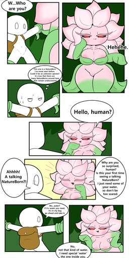backpack breasts dialogue double_entendre duo female genitals greeting innuendo male pink_body plant plant_tentacles suggestive suggestive_dialogue text vines vulva tonytoran elemental_creature elemental_humanoid flora_fauna human humanoid mammal plant_humanoid absurd_res comic english_text hi_res