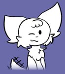 alternate_species ambiguous_gender anthro cheek_tuft chest_tuft dot_eyes facial_tuft fade_out furrification one_eye_closed simple_eyes solo tail tail_motion tailwag tuft young young_ambiguous mirandapaws_(artist) mamypoko poko-chan_(mamypoko) canid canine canis domestic_dog fox hybrid mammal colored hi_res