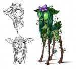 empty_eyes female flower glowing glowing_eyes green_eyes leaf looking_at_viewer plant roots simple_background smile solo standing vines white_background wood sirzi hasbro my_little_pony deer dryad elemental_creature flora_fauna mammal multiple_images