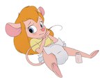 anthro baby_powder blush clean_diaper clothed clothing diaper diaper_change embarrassed female holding_tail looking_aside lying on_back putting_on_diaper solo spread_legs spreading tail unfastened_diaper wearing_diaper white_diaper messyszop chip_'n_dale_rescue_rangers disney gadget_hackwrench mammal mouse murid murine rodent hi_res