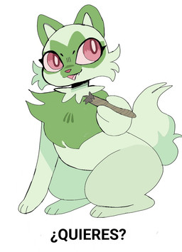 ambiguous_gender chest_tuft cigarette cute_fangs dialogue drugs eyelashes fangs feral fur green_body green_ears green_face green_fur looking_aside marijuana neck_tuft offering_to_viewer pink_nose pink_sclera red_eyes simple_background solo tail tail_tuft teeth text tuft white_background puppkittyfan1 nintendo pokemon weed_cat_(meme) ¿quieres? felid feline generation_9_pokemon mammal pokemon_(species) sprigatito 2022 digital_media_(artwork) full-length_portrait hi_res meme portrait spanish_text translated