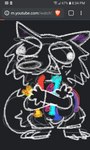 angry anthro black_background chalk clenched_teeth clothing dildo gui male screencap scribbles sex_toy silly_face simple_background solo teeth text white_line_art <vampirefuuucker> youtube scribbles_(character) canid canine canis humanoid hybrid mammal wolfdog colored_line_art colorful_theme url