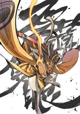 2_tails attack chinese claws distortion_drive electricity fire japanese lightning melee_weapon multi_tail solo sword tail unleashed_power weapon door_of_truth arc_system_works asian_mythology blazblue east_asian_mythology japanese_mythology mythology jubei_(blazblue) felid kaka_(blazblue) mammal nekomata yokai absurd_res hi_res