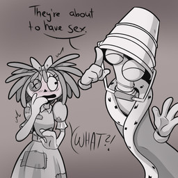 4_fingers blush bucket bucket_on_head container dialogue doll duo eyes_closed female fingers flustered male mitten_hands not_furry rag_doll_(toy) shocked speech_bubble text wide_eyed screaming_alice glitch_productions the_amazing_digital_circus kinger_(tadc) ragatha_(tadc) animate_inanimate humanoid living_chess_piece living_doll 1:1 absurd_res hi_res