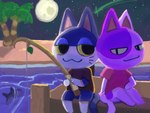 4:3 6tray animal_crossing beach bob_(animal_crossing) date domestic_cat duo felid feline felis fish fishing fishing_rod humanoid male male/male mammal marine nintendo palm_tree plant punchy_(animal_crossing) shooting_star tree