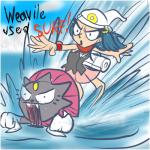 >:u ambiguous_gender anthro arms_out duo female humor riding surf_(pokemon_move) surfer surfing swimming water what conditional_dnp teckworks nintendo pokemon dawn_(pokemon) pokemon_trainer generation_4_pokemon human mammal pokemon_(species) weavile 1:1 2010