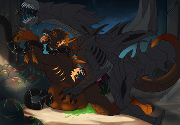 bodily_fluids claws double_penetration drooling duo egg female feral genitals impregnation male male/female nude open_mouth penetration penis saliva scales teeth tongue tongue_out vore mordorinka alien_(franchise) dark_the_xenodragon alien scalie xenodragon xenomorph hi_res