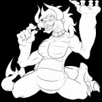 3_fingers anthro belly breasts claws fangs feet female fingers grin horn jewelry kneeling muscular necklace non-mammal_breasts nude picking_teeth scales smile solo tail teeth toe_claws toes toothpick madlag mythology dragon mythological_creature mythological_scalie scalie 1:1 2018 alpha_channel digital_drawing_(artwork) digital_media_(artwork) hi_res monochrome signature