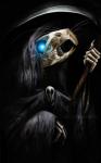 2018 5_fingers absurd_res black_background blue_eyes bone cloak clothing death_(personification) death_of_rats digital_media_(artwork) fingers grim_reaper hi_res ink-leviathan mammal murid murine rat rodent simple_background skull solo