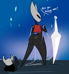 big_butt butt dialogue duo female gesture hand_gesture huge_butt larger_female melee_weapon size_difference thumbs_up weapon severingaxis183 hollow_knight team_cherry hornet_(hollow_knight) the_knight_(hollow_knight) arthropod insect vessel_(species) absurd_res hi_res incest_(lore)