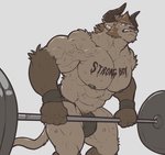 2017 abs anthro anthrofied barazoku barbell biceps big_muscles bodily_fluids body_writing breath_of_the_wild bulge clothed clothing crashbeast english_text exercise facial_hair fan_character grey_background hair hi_res horn lynel male mammal muscular muscular_anthro muscular_male nightterror nintendo nipples sideburns simple_background solo standing sweat teeth text text_on_body the_legend_of_zelda topless topless_male vein veiny_muscles weightlifting workout writing_on_chest