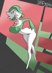 abstract_background anthro bedroom_eyes big_breasts breast_squeeze breasts female hand_on_butt hand_under_breast narrowed_eyes red_eyes seductive solo squeezing tongue tongue_out baddemo nintendo pokemon gardevoir generation_3_pokemon pokemon_(species) absurd_res hi_res signature