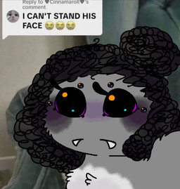 black_body black_fur black_hair blush fangs fur grey_body grey_fur hair looking_at_viewer male multi_eye purple_eyes sparkles sparkling_eyes teeth text white_body white_fur sosu-the-blue-wolf velley_(beastbeans) arachnid arthropod spider colored digital_drawing_(artwork) digital_media_(artwork) english_text meme source_request unavailable_at_source