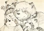 anthro clothed clothing group leaf male scar kogiinu lifewonders tokyo_afterschool_summoners gyobu_(tas) canid canine mammal raccoon_dog tanuki 2018 hi_res pen_(artwork) traditional_media_(artwork)