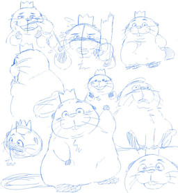 biped crown feral headgear kemono male open_mouth slightly_chubby smile solo solo_focus sushikorourcon disney hoppers_(disney) pixar king_george_(hoppers) beaver mammal rodent 2026 hi_res sketch
