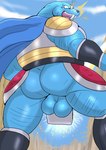 anthro armor backsack balls butt cape clothing genitals looking_at_viewer male musclegut muscular outside solo surprise tusks white6000 dragon_quest dragon_quest:_the_adventure_of_dai square_enix borahorn mammal marine pinniped walrus 2021 hi_res